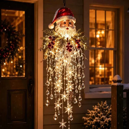 🔥 Dnes zľava 50 % 🎅 Závesná vianočná vločka s kryštálmi a LED svetlom | Čarovná žiara na verandu ✨