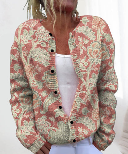 🎀【50% zľava】【M-4XL】🌺💥Stylový a teplý dámsky pletený kardigan s potlačou – Ideálny na jeseň a zimu