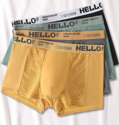 🩲🤩【6 kusov 1 sada】 Vysoko kvalitné pánske boxerky z ľadového hodvábu a priedušné sieťoviny
