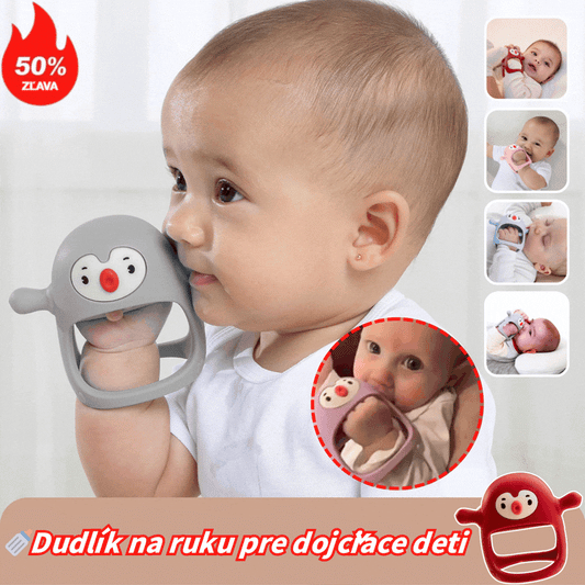 💝👼 Silikónové hryzátko pre deti od 0 do 12 mesiacov – Bezpečné, netoxické, upokojujúce pre rast zúbkov, dudlík na ruku pre dojčiace deti