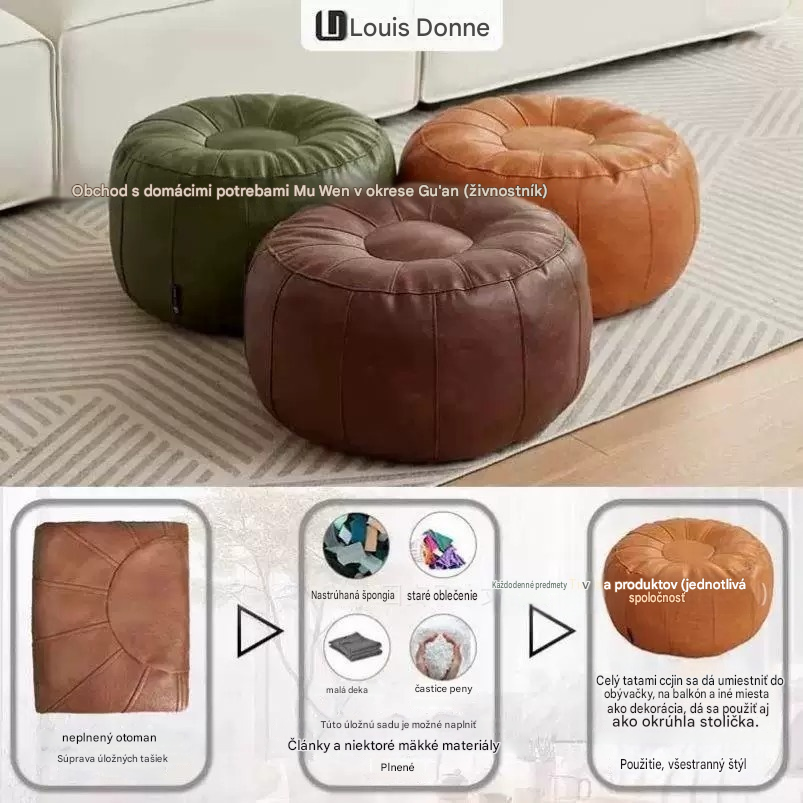 🛋️Používaný úložný taburet – Vodoodolný syntetický materiál; šetrí miesto a ľahko sa prenáša. Zľava 50 %! ✨