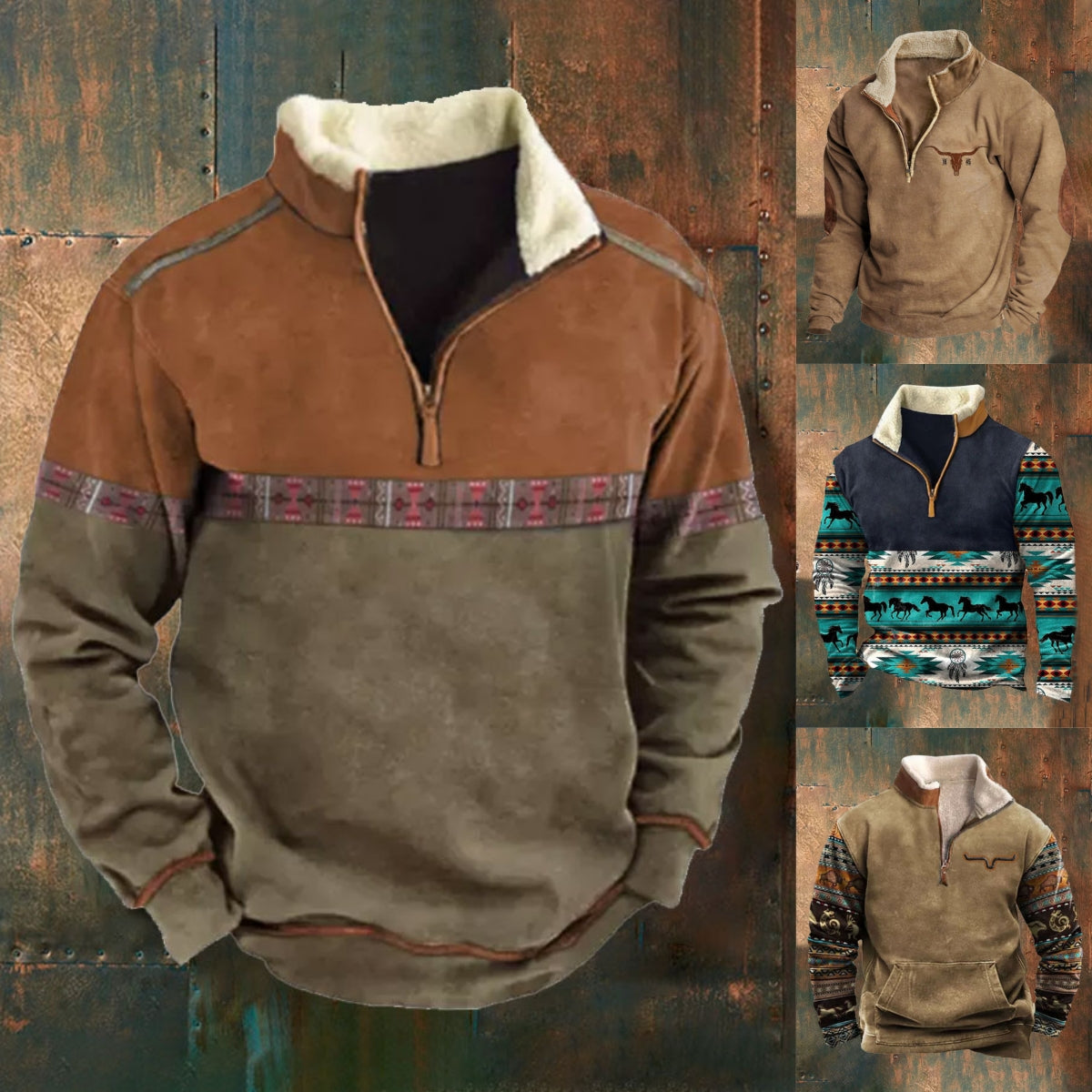 👕【35% ОТСТЪПКА】【S-4XL】2025 Есенно-зимен мъжки моден, топъл пуловер с дълъг ръкав и 3D щампа