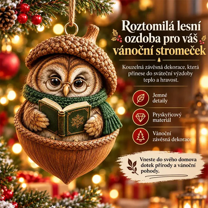 🎉【Kúpte 6 kusov a získajte 6 kusov zadarmo】🤩 🎁Nový 2D akrylový vianočný dizajn so zvieratami v tvare šišky
