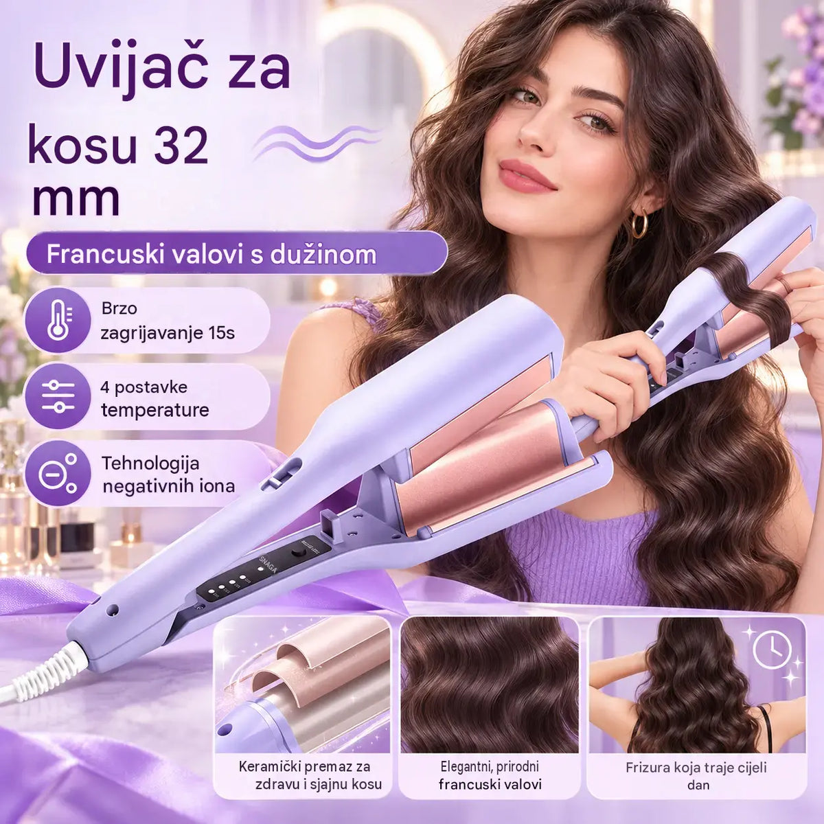 💈💁‍♀️ Uređaj za valovitu kosu – sjaj kao iz salona i zaštita od topline ✨