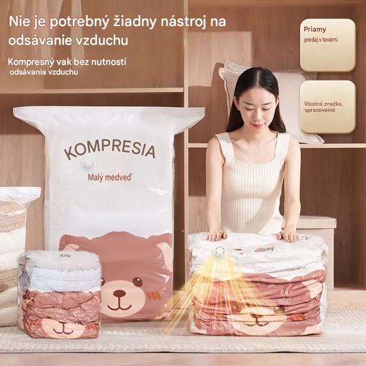 🧳【5-dielna sada】Stlačiteľné vákuové vrecká na úsporu miesta v kufri aj doma