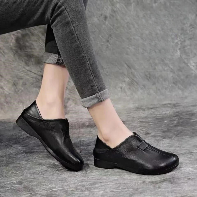 👡【35-42】Novi jesenski čevlji z mehkim podplatom in pentljo iz visokokakovostnega govejega usnja, preprosti in elegantni