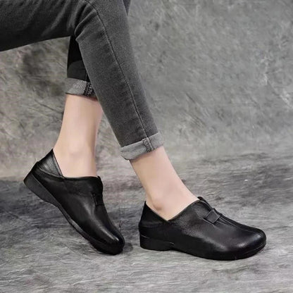 👡【35-42】Novi jesenski čevlji z mehkim podplatom in pentljo iz visokokakovostnega govejega usnja, preprosti in elegantni