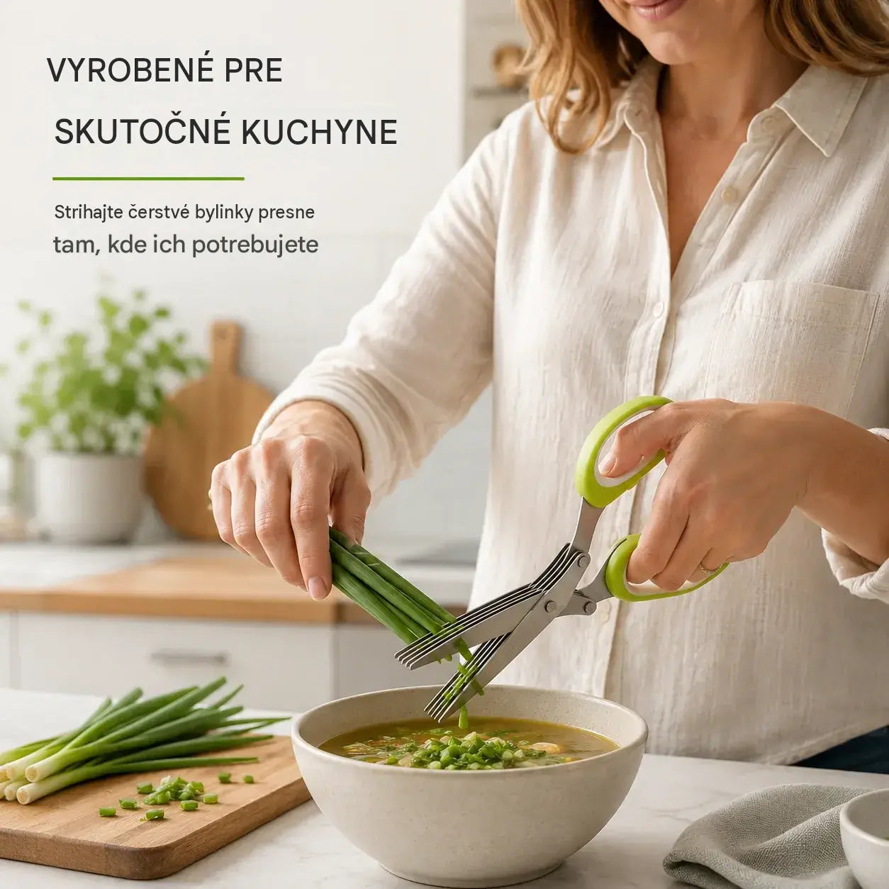 🌿 Nožnice na bylinky s 5 čepeľami – Rýchly kuchynský krájač na čerstvé bylinky a koreniny