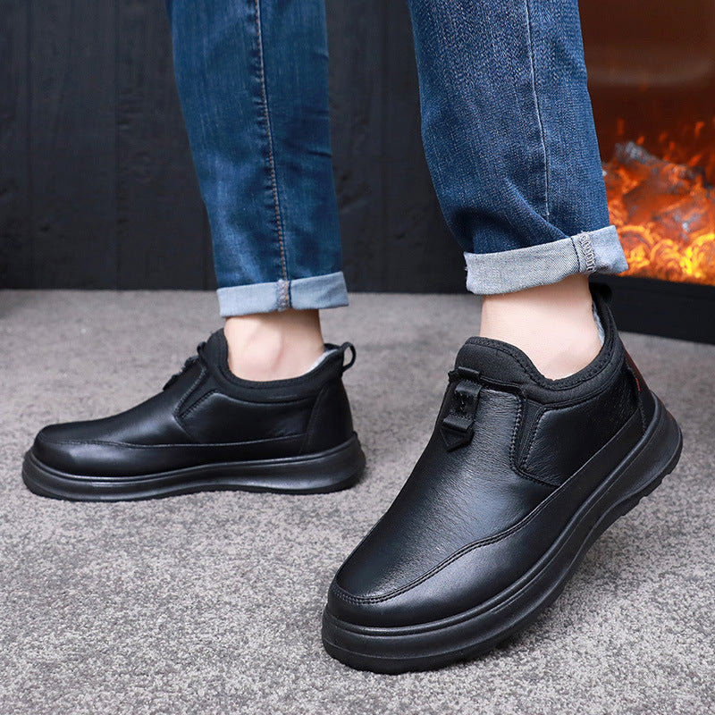 💥👞【39-44】Botas de invierno para hombre de terciopelo con algodón grueso – Calzado cálido y cómodo para el invierno, de excelente calidad, antideslizante e impermeable, perfectas para los días fríos.