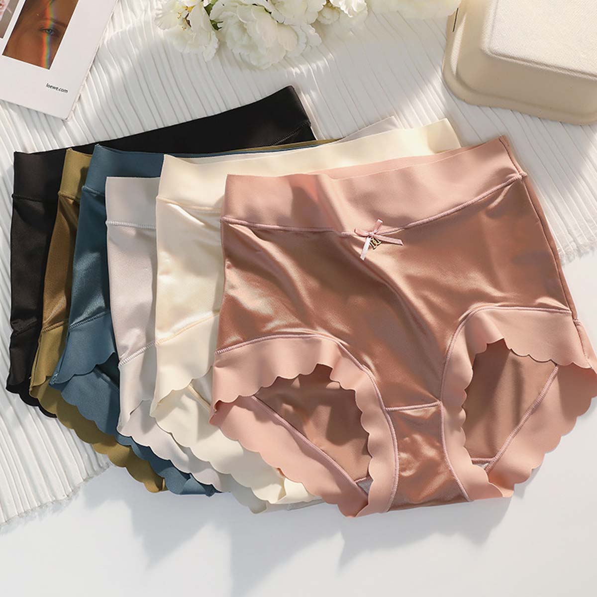 🔥🌟🩲Juego de 6 unidades de ropa interior femenina - Hecho de seda fría, sin costuras, antibacteriano y extremadamente cómodo. ¡La elección perfecta para todo el día! (Para tallas de 40-75 kg)