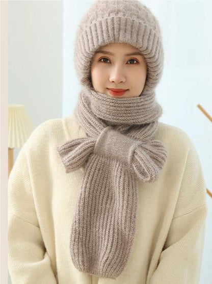 🔥50% ОТСТЪПКА🔥【Шапка + Шал】🐏 Висококачествена, приятна на допир, мека и ветроустойчива качулка и шал с вградена защита за ушите