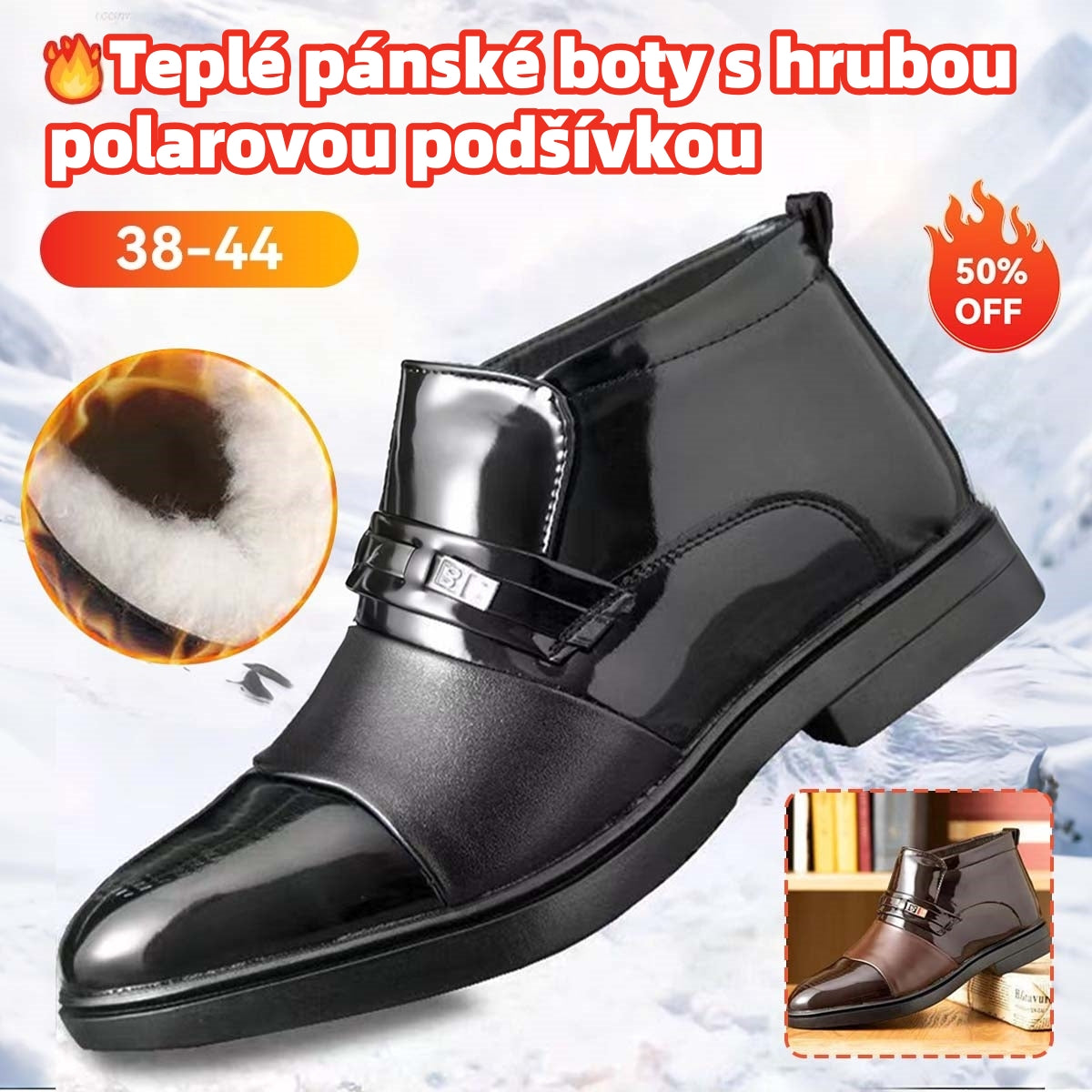 👞🌞【Zimní Výprodej】【38-44】Elegantní Pánské Kožené Boty s Teplou Podšívkou - Pohodlí, Styl a Ochrana proti Chladu na Každou Příležitost!