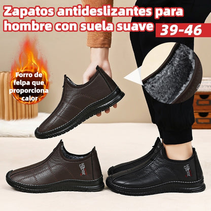 🏃‍♂️👟【Novedad para el invierno】【39-46】Zapatos de hombre con forro, gruesos y cálidos, antideslizantes, de fácil puesta – Zapatos deportivos estilosos, comodidad y protección para cualquier clima.