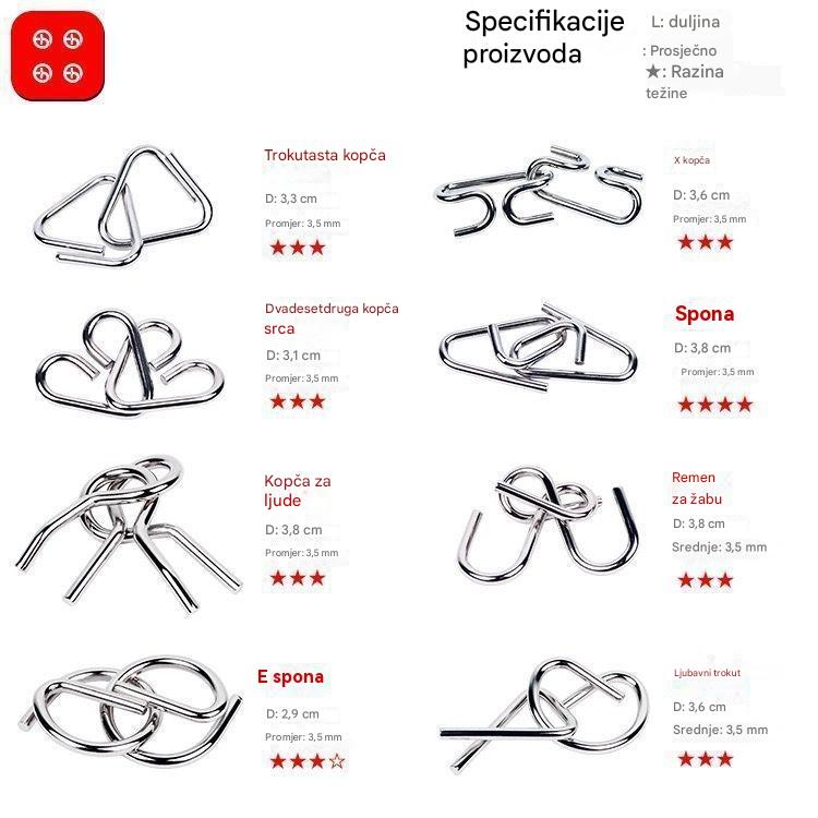 🎁💫【Najprodavaniji - 50% popusta】💥【Cijena 9.3 EUR po komadu】Nova kreativna metalna slagalica, razvija razmišljanje i povećava strpljenje, pogodna za sve