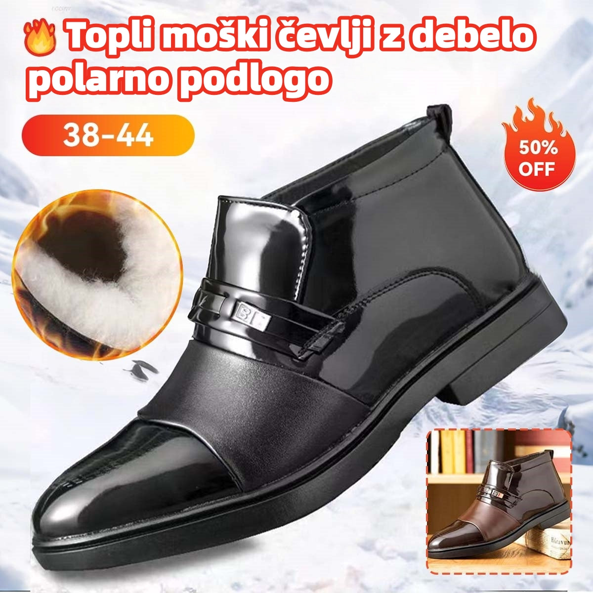 👞🌞【Zimska Razprodaja】【38-44】Elegantni Moški Usnjeni Čevlji s Toplo Podlogo - Udobje, Slog in Zaščita pred Mrazom za Vsako Priložnost!