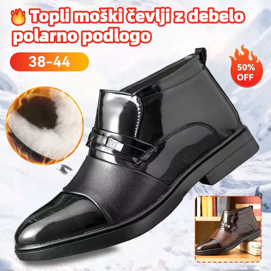 👞🌞【Zimska Razprodaja】【38-44】Elegantni Moški Usnjeni Čevlji s Toplo Podlogo - Udobje, Slog in Zaščita pred Mrazom za Vsako Priložnost!
