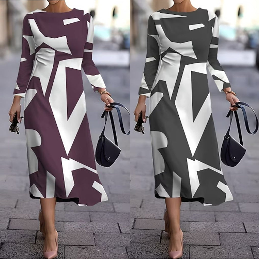 💥 【Najpredávanejšie】🍂👗 Jesenno-zimné šaty s geometrickou potlačou, módne a všestranné, teplé a pohodlné