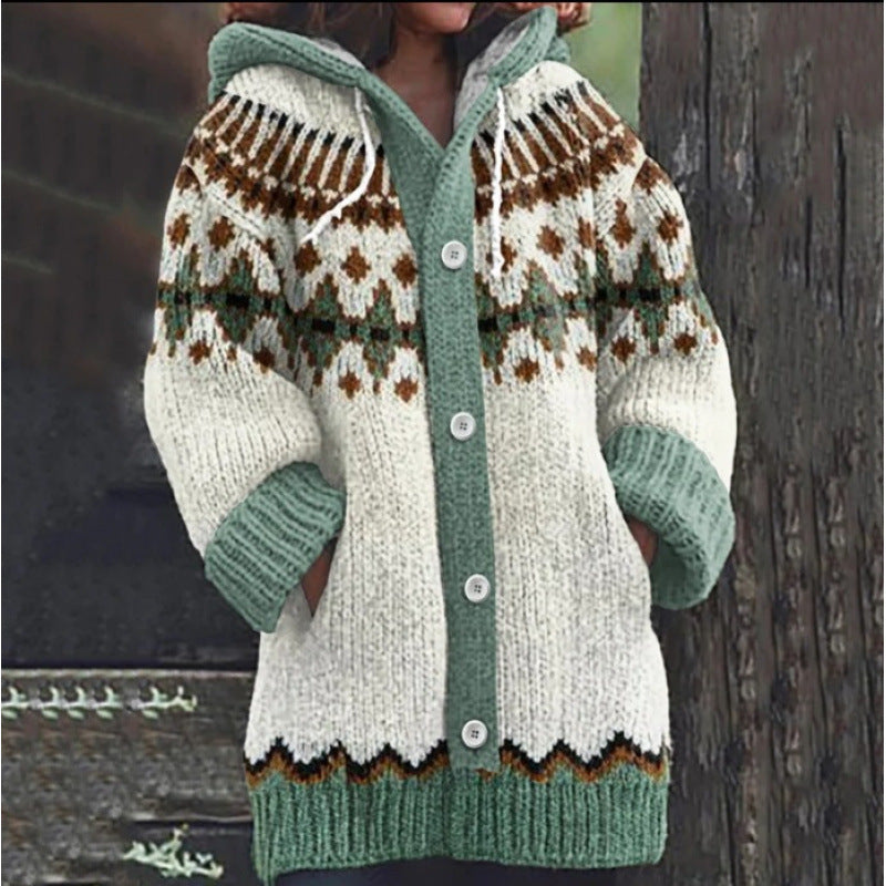 🔥🎅【Świąteczna edycja specjalna】🎄【S~5XL】✨ 2025 jesień/zima nowa elegancja: ciepła damska kurtka z kapturem w kolorze, retro styl i plecione detale