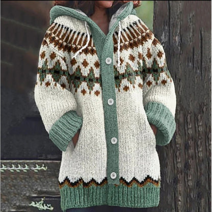 🔥🎅【Świąteczna edycja specjalna】🎄【S~5XL】✨ 2025 jesień/zima nowa elegancja: ciepła damska kurtka z kapturem w kolorze, retro styl i plecione detale