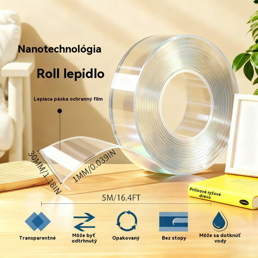 💧 【2 zväzky】Dvojstranná nanolepka, vysoká viskozita, priehľadná akrylová fólia, vodovzdorná, odolná voči prachu