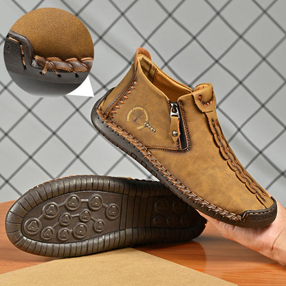 👞💥【38-48】Новост Зима 2025: Мъжки ботуши Martens с подложка от кожа и цип – Топли, удобни и модерни за зимните дни!