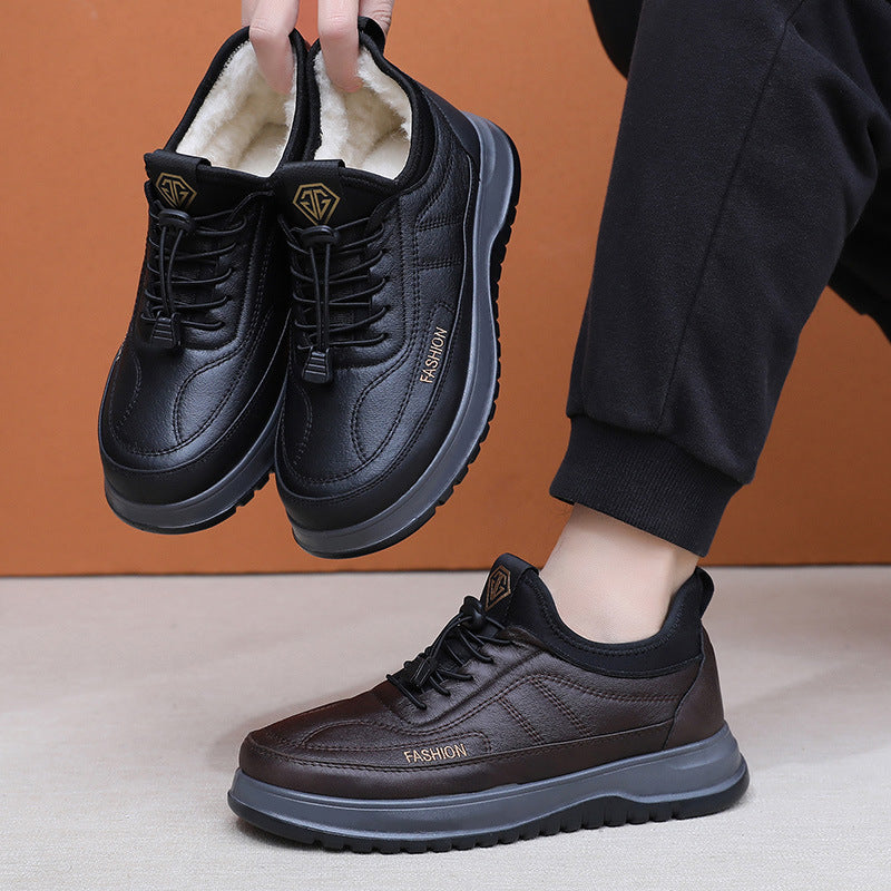⛄🔥【39-45】Zapatos deportivos casuales de invierno 2025 para hombre, nuevos, de cuero genuino, impermeables, con suela suave de terciopelo