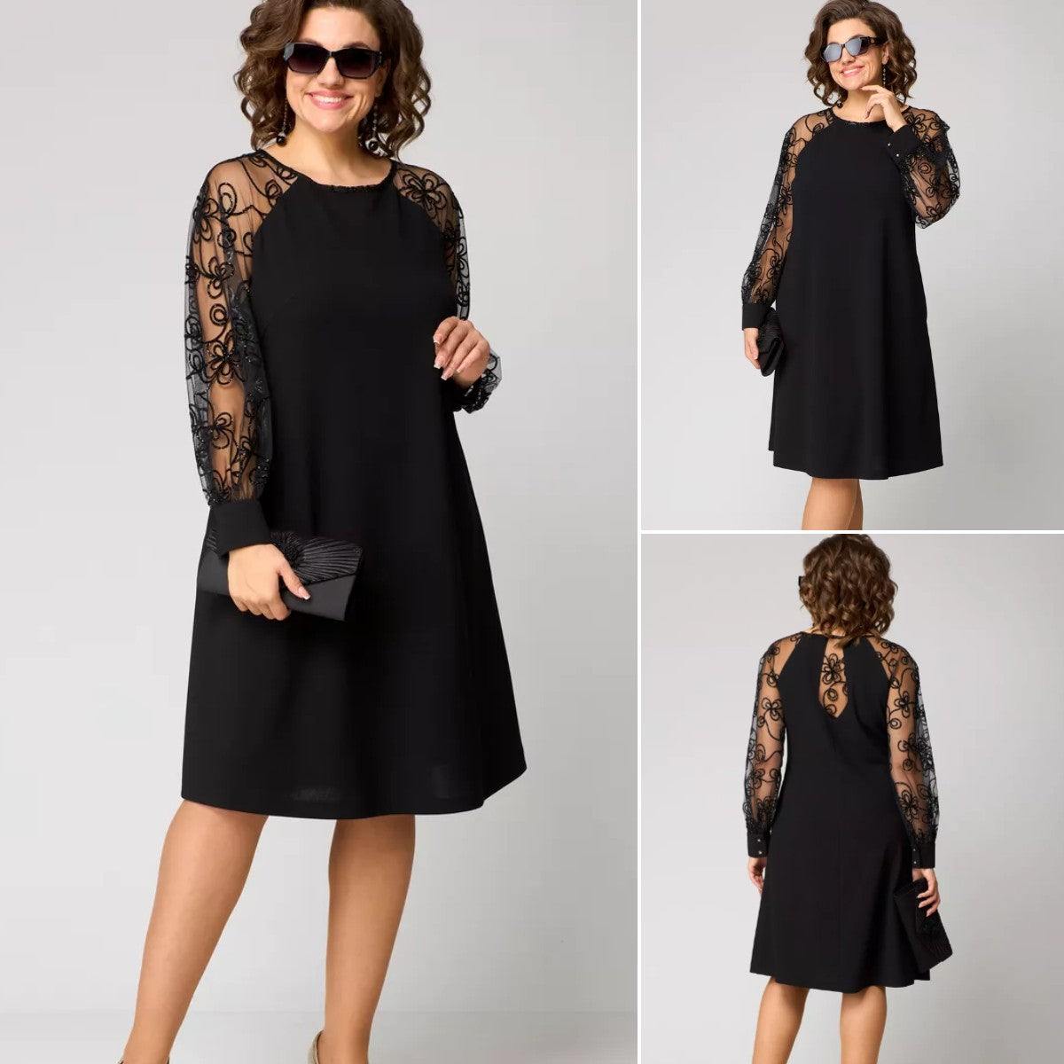 💖【S-5XL】🍁🍂Nové kvalitné elegantné čierne šaty s čipkovou výšivkou 2026, precízne luxusné spracovanie, pohodlné a priedušné.