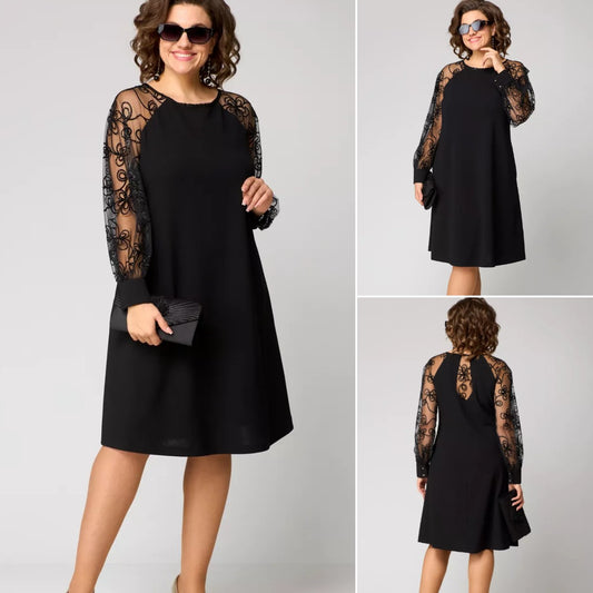 💖【S-5XL】🍁🍂Nové kvalitné elegantné čierne šaty s čipkovou výšivkou 2026, precízne luxusné spracovanie, pohodlné a priedušné.