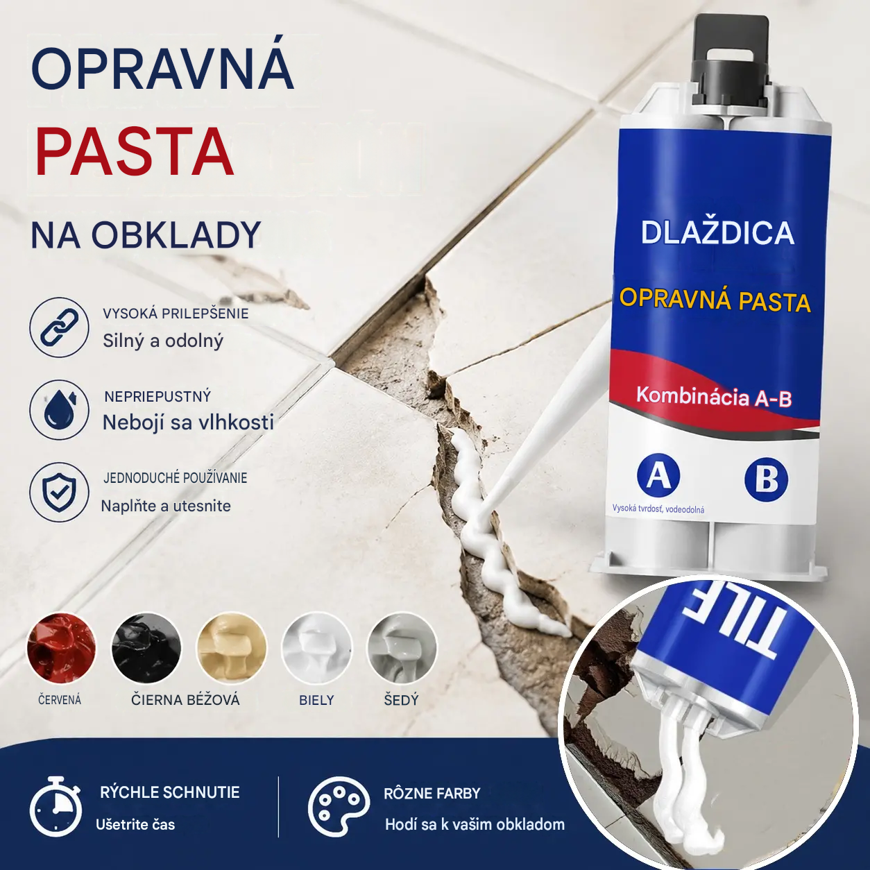 🥇✅【Kúpte 1 a získajte 1 zadarmo】Prostriedok na opravu prasklín v dlaždiciach; Oprava smaltu dlaždíc – Dva rovnakej farby【2 položky】