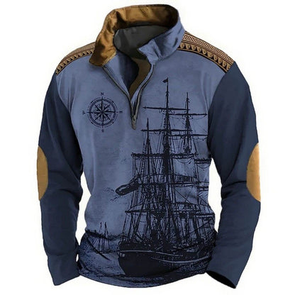 😎【S-5XL】Moški pulover s kapuco in polovično zadrgo, 3D potisk, udoben, topel in moderen za hladne dni