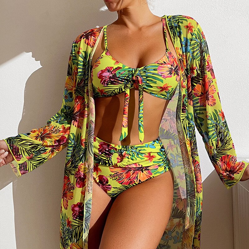 ☀️【50% popust】 👙【S-2XL】Nova trodijelna ljetna kupaća garnitura 2026 – moderan cvjetni uzorak, udobna, prozračna, brzo-sušeća i štiti od sunca