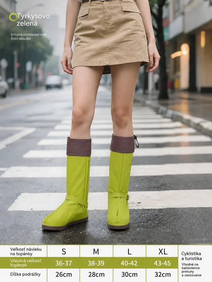 🌧️👟 Nepremokavé skladacie návleky na topánky – veľkosti S/M/L (36–42), 4 farby, protišmyková podrážka, výška 41 cm.