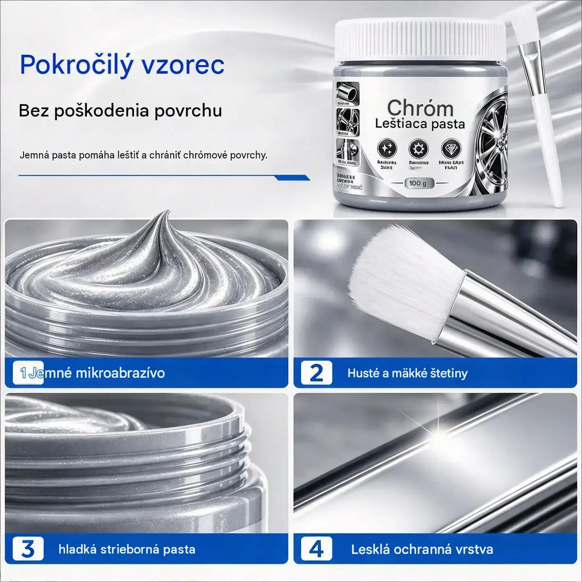 🔥3 položky za 26 eur🛡️Leštiaca a reštaurátorská pasta na chróm (vrátane štetca)
