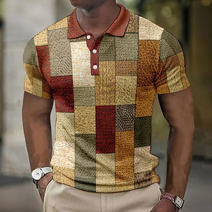 💥👕【Nové, horúce výpredaje】【S-5XL】Pánske ležérne polo tričko s geometrickým vzorom 2026