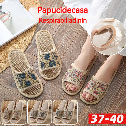🔥🌷【3 páry】【37-40】Nové dámske papuče z bavlny a ľanu z roku 2025, vhodné na všetky ročné obdobia.