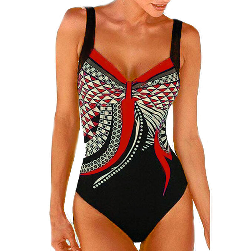 🩱🏊‍♀️2025 nový retro jednodielny plavkový kostým s potlačou【S-3XL】