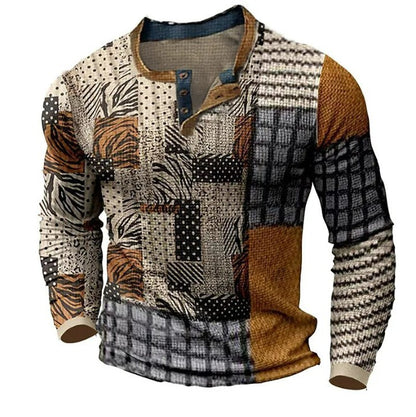 🌴🌈【50% de descuento🔥】【S-4XL】👔😍 Nueva colección de camisas para hombre con estampado, de manga larga, estilo relajado Henry, disponibles en varios colores.