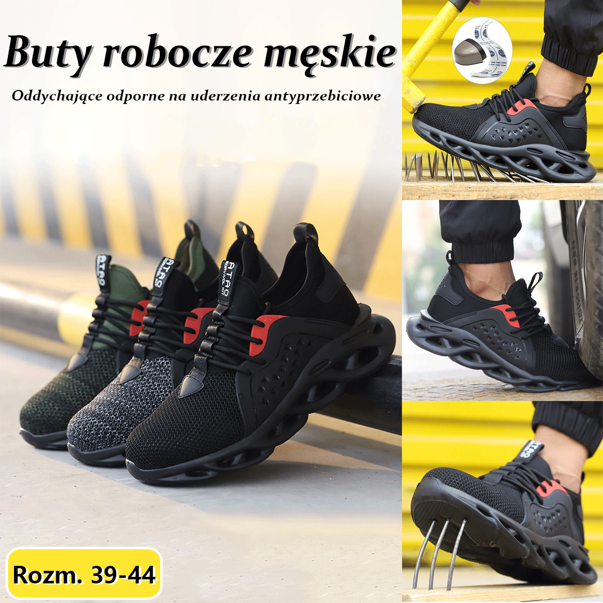 💥【Veľkosti 39-48】Pánska pracovná a športová obuv ✅Priedušná a odolná voči nárazom ✅Odolná voči prepichnutiu ✅Protišmyková ✅Pohodlná