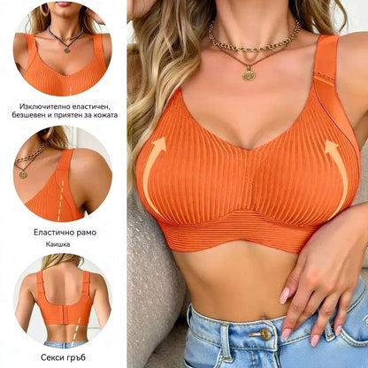 🔥【40-100 kg】👙【Paket od 3 kom】 Udoban sportski grudnjak s efektom oblikovanja – bešavni dizajn bez stezanja, oblikuje lijepu siluetu i prikriva neželjene nabore ispod pazuha.
