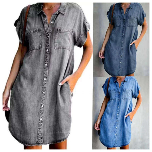 🌺Reducere Noile Sosiri [S-5XL] Rochie Moale din Denim Nou Sosiri de vara 