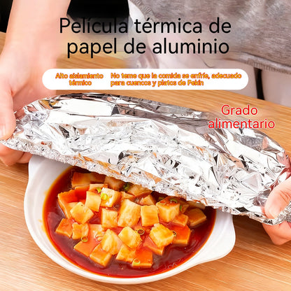 📢📢 ¡50% DE DESCUENTO!⏰【100 piezas】 Cubierta aislante de papel de aluminio Se colocan en segundos, se adaptan a distintos tamaños y mantienen tus alimentos protegidos.