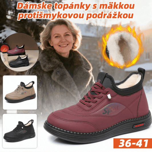 👟【35-41】Nuevos zapatos de madre de terciopelo de invierno y gruesos antideslizantes, zapatos de algodón cálidos de moda y versátiles, botas de nieve de suela suave