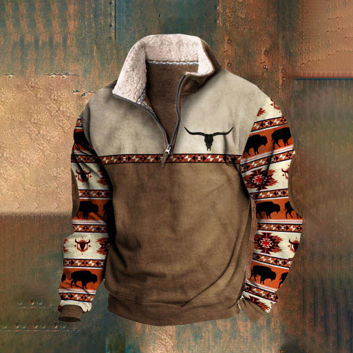 👕【35% ОТСТЪПКА】【S-4XL】2025 Есенно-зимен мъжки моден, топъл пуловер с дълъг ръкав и 3D щампа