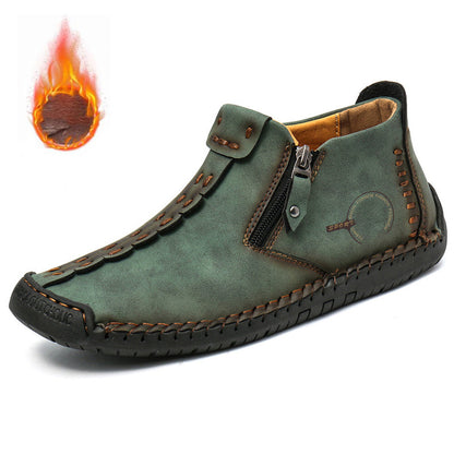 👞💥【38-48】Новост Зима 2025: Мъжки ботуши Martens с подложка от кожа и цип – Топли, удобни и модерни за зимните дни!