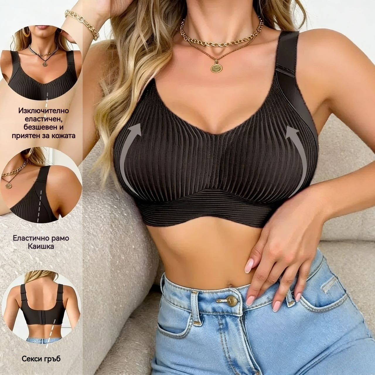 🔥【40-100 kg】👙【Balenie 3 ks】 Pohodlná športová podprsenka s tvarujúcim efektom – bezšvový dizajn bez tlačenia, vytvára krásnu siluetu a zakrýva nežiaduce záhyby v oblasti podpazušia.