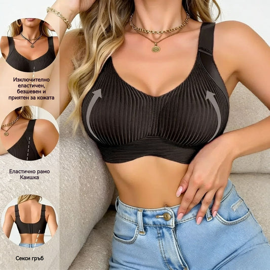 🔥【40-100 kg】👙【Balenie 3 ks】 Pohodlná športová podprsenka s tvarujúcim efektom – bezšvový dizajn bez tlačenia, vytvára krásnu siluetu a zakrýva nežiaduce záhyby v oblasti podpazušia.