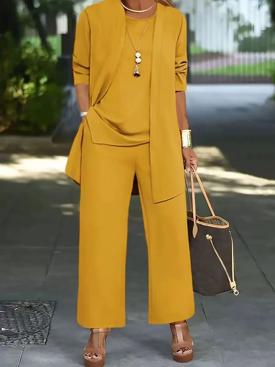🧥Elegantne kolmeosaline naiste komplekt laia lõikega🍂
