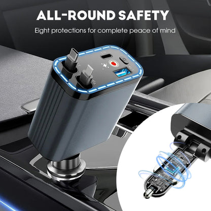 ⚡【50% zľava】✨ Ultrarýchla nabíjačka do auta: dva zasúvateľné porty USB-C s ambientným osvetlením Starlight a inteligentnou bezpečnostnou ochranou 🚗💫