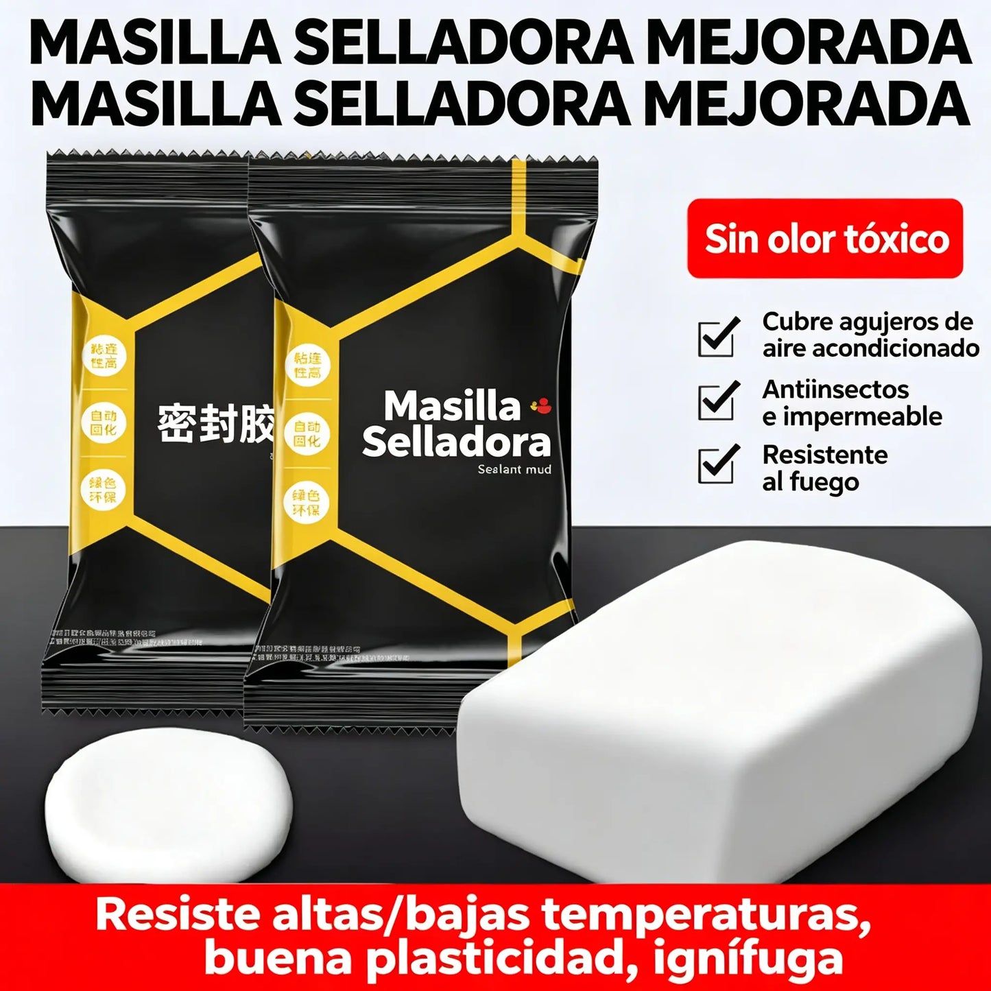 【10 piezas por 27€】🔧 Masilla Selladora Impermeable Blanca – Repara Agujeros de Aire Acondicionado, Paredes y Tuberías 💧🏠