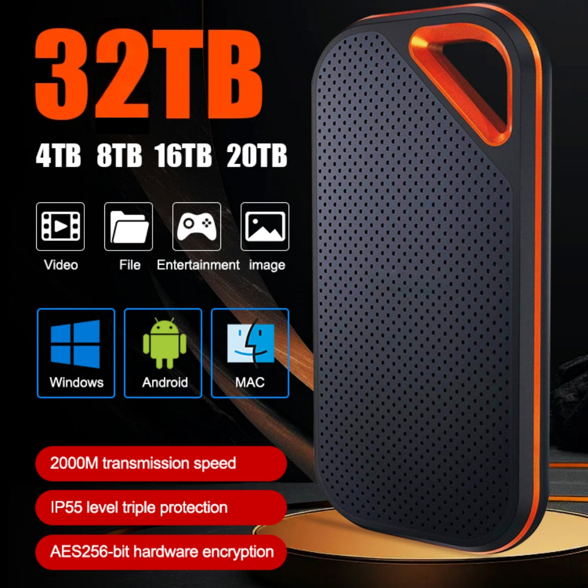 【Последен ден 🔥50% отстъпка】💥【32TB】 Високоскоростен мобилен твърд диск с голям капацитет